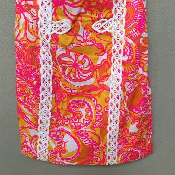 Lilly Pulitzer Tansy Dress strapless Barbie pink, yellow, white women’s size 6 - Picture 4 of 12